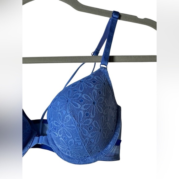 Victoria’s Secret Lace Demi Bra Blue Floral Mesh Size 36B - Picture 4 of 11